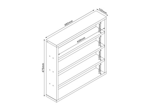 Riiul LESTER 48x10xH47,5cm, valge melamiin