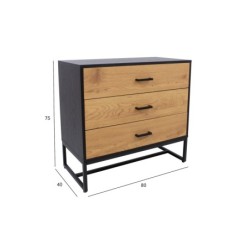 Kummut AMSTERDAM 80x40xH75cm, tamm-must