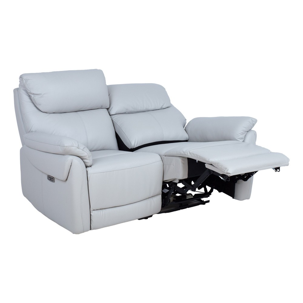 Diivan BOWEN 2-kohaline elektriline recliner, hallikasbeež naturaalne nahk