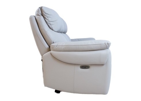 Diivan BOWEN 2-kohaline elektriline recliner, hallikasbeež naturaalne nahk