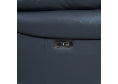 Diivan BOWEN 2-kohaline elektriline recliner, tumehall naturaalne nahk