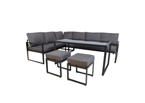 Aiamööblikomplekt LEIPZIG laud, nurgadiivan ja 2 tumbat