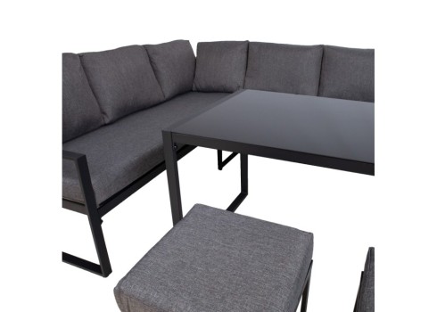 Aiamööblikomplekt LEIPZIG laud, nurgadiivan ja 2 tumbat