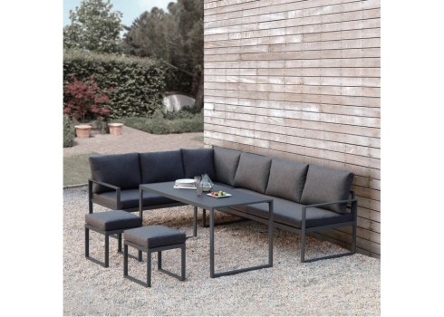 Aiamööblikomplekt LEIPZIG laud, nurgadiivan ja 2 tumbat