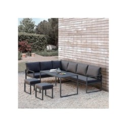 Aiamööblikomplekt LEIPZIG laud, nurgadiivan ja 2 tumbat