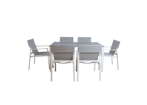 Aiamööblikomplekt OSMAN laud ja 6 tooli, helehall
