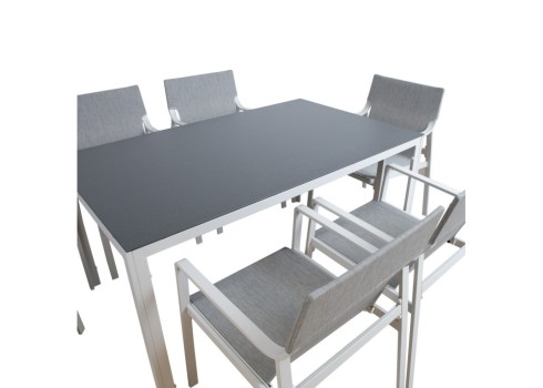 Aiamööblikomplekt OSMAN laud ja 6 tooli, helehall