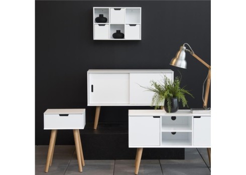 Öökapp MITRA 40x30xH61,5cm, valge-tamm