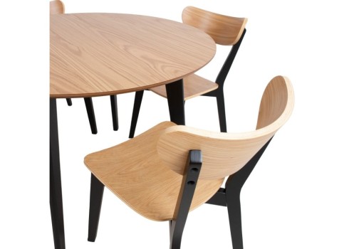 Söögilauakomplekt ROXBY ümar laud, 4 tooli, tamm/must