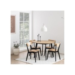 Söögilauakomplekt ROXBY ümar laud, 4 tooli, tamm/must