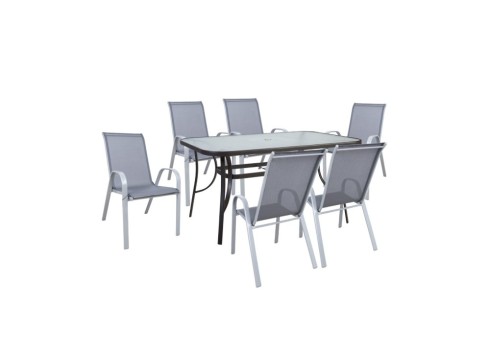 Aiamööblikomplekt DUBLIN laud ja 6 tooli, hall
