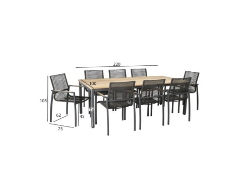 Söögilauakomplekt MONTANA 8-tooliga