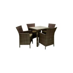 Aiamööblikomplekt WICKER laud ja 4 tooli - tumepruun