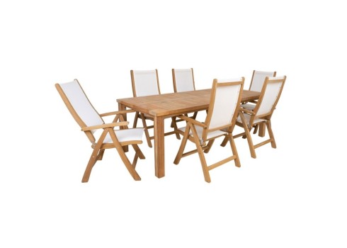 Söögilauakomplekt BALI 6-kokkupandava tooliga, valge