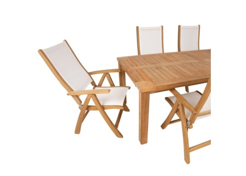 Söögilauakomplekt BALI 6-kokkupandava tooliga, valge