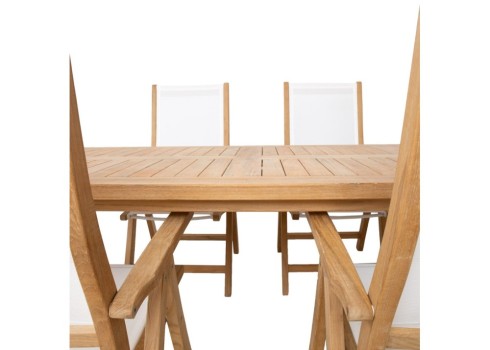 Söögilauakomplekt BALI 6-kokkupandava tooliga, valge