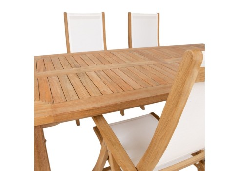 Söögilauakomplekt BALI 6-kokkupandava tooliga, valge