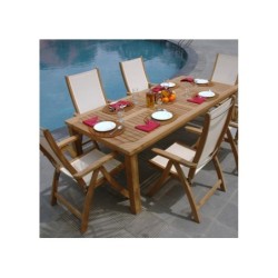 Söögilauakomplekt BALI 6-kokkupandava tooliga, valge