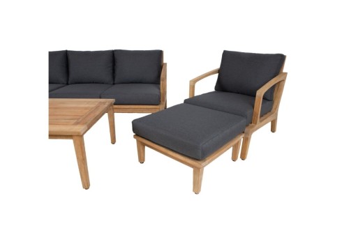Aiamööblikomplekt MALDIVE laud, diivan, 2 tugitooli ja tumba, tiikpuu