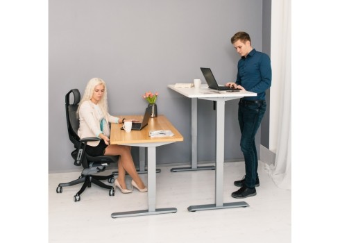 Töölaud ERGO 1 mootoriga 140x70xH71-121cm, valge/hõbehall