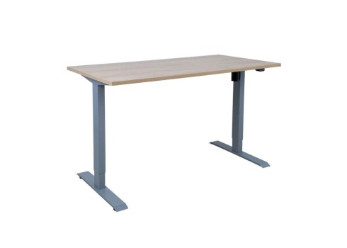 Töölaud ERGO 1-mootoriga 140x70xH71-121cm, hikkoripuu/hõbehall