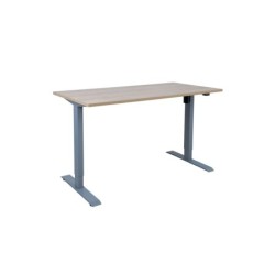 Töölaud ERGO 1-mootoriga 140x70xH71-121cm, hikkoripuu/hõbehall