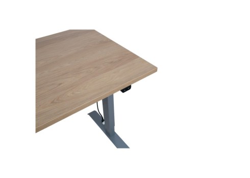 Töölaud ERGO 1-mootoriga 140x70xH71-121cm, hikkoripuu/hõbehall