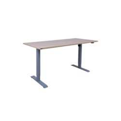 Töölaud ERGO 1-mootoriga 160x80xH71-121cm, hikkoripuu/hõbehall