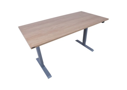 Töölaud ERGO 1-mootoriga 160x80xH71-121cm, hikkoripuu/hõbehall
