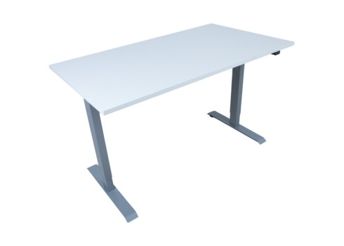 Töölaud ERGO 1-mootoriga 140x80xH71-121cm, hallikasvalge/hõbehall