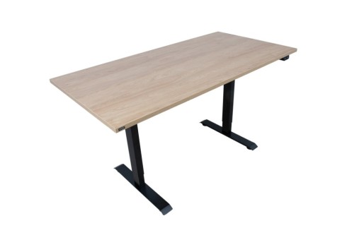 Töölaud ERGO 1-mootoriga 160x80xH71-121cm, hikkoripuu/must