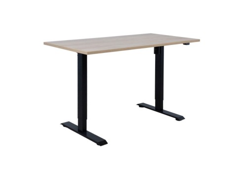 Töölaud ERGO 1-mootoriga 140x70xH71-121cm, hikkoripuu/must