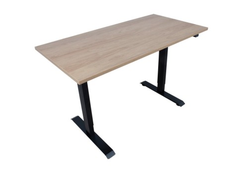 Töölaud ERGO 1-mootoriga 140x70xH71-121cm, hikkoripuu/must