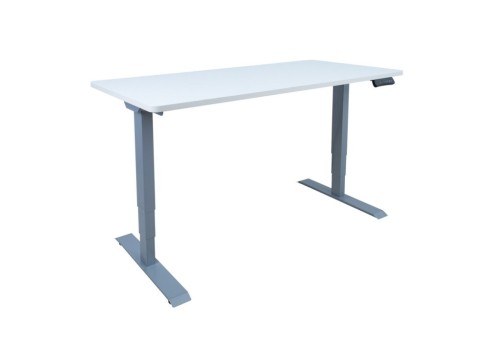 Töölaud ERGO 2-mootoriga 140x70xH60-125cm, valge/hõbehall