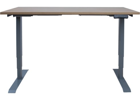 Töölaud ERGO 2-mootoriga 140x70xH60-125cm, hikkoripuu/hõbehall