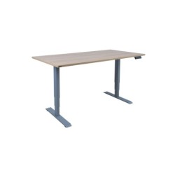 Töölaud ERGO 2-mootoriga 160x80xH60-125cm, hikkoripuu/hõbehall
