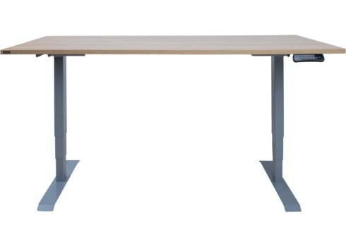 Töölaud ERGO 2-mootoriga 160x80xH60-125cm, hikkoripuu/hõbehall