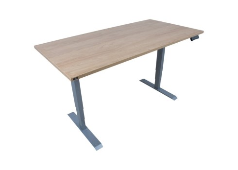 Töölaud ERGO 2-mootoriga 160x80xH60-125cm, hikkoripuu/hõbehall