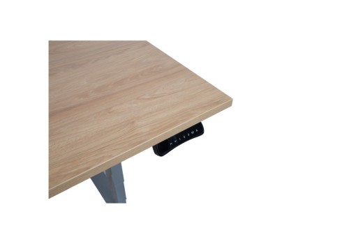 Töölaud ERGO 2-mootoriga 160x80xH60-125cm, hikkoripuu/hõbehall