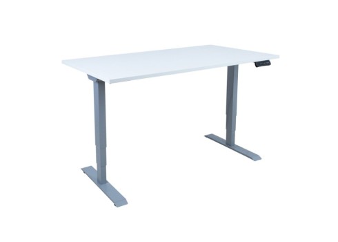 Töölaud ERGO 2-mootoriga 140x80xH60-125cm, hallikasvalge/hõbehall