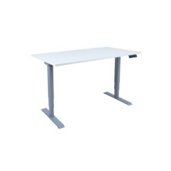 Töölaud ERGO 2-mootoriga 140x80xH60-125cm, hallikasvalge/hõbehall