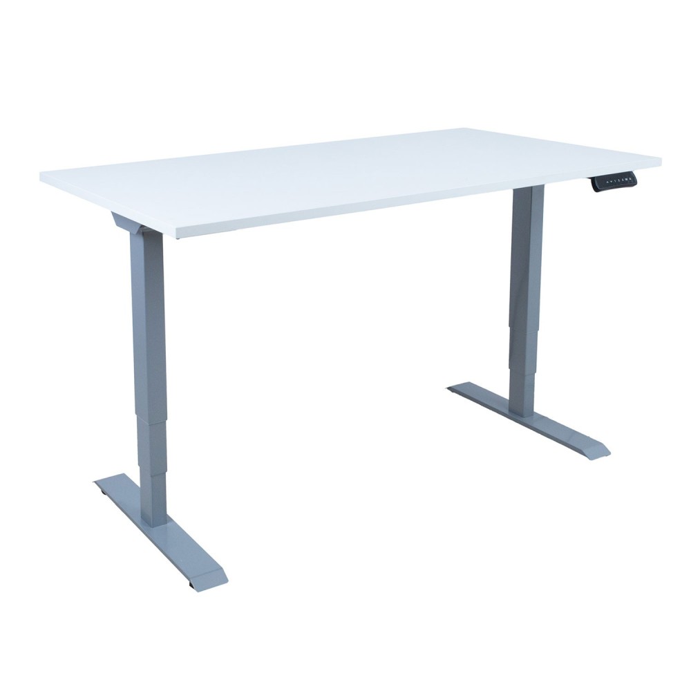 Töölaud ERGO 2-mootoriga 140x80xH60-125cm, hallikasvalge/hõbehall