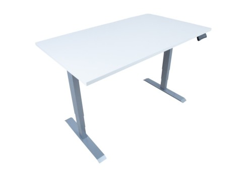 Töölaud ERGO 2-mootoriga 140x80xH60-125cm, hallikasvalge/hõbehall