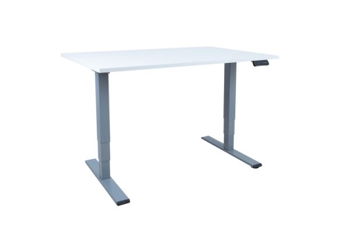 Töölaud ERGO OPTIMAL 2-mootoriga 140x80xH62-127cm, hallikasvalge/hõbehall