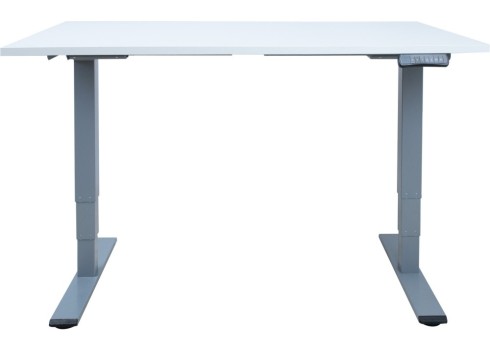 Töölaud ERGO OPTIMAL 2-mootoriga 140x80xH62-127cm, hallikasvalge/hõbehall