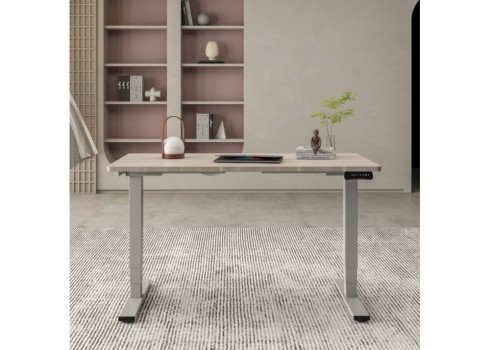 Töölaud ERGO OPTIMAL 2-mootoriga 140x80xH62-127cm, hallikasvalge/hõbehall