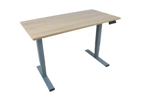 Töölaud ERGO OPTIMAL 2-mootoriga 140x70xH62-127cm, hikkoripuu/hõbehall