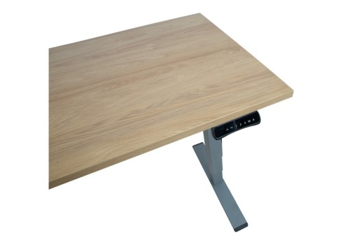 Töölaud ERGO OPTIMAL 2-mootoriga 140x70xH62-127cm, hikkoripuu/hõbehall