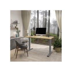 Töölaud ERGO OPTIMAL 2-mootoriga 140x70xH62-127cm, hikkoripuu/hõbehall