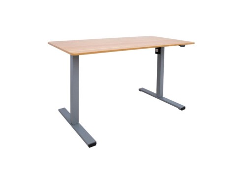 Töölaud ERGO OPTIMAL 1-mootoriga 140x70xH71-116cm, hikkoripuu/hõbehall